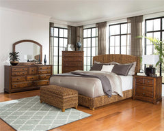 Laughton Banana Leaf California King Panel Bed Amber - 300501KW