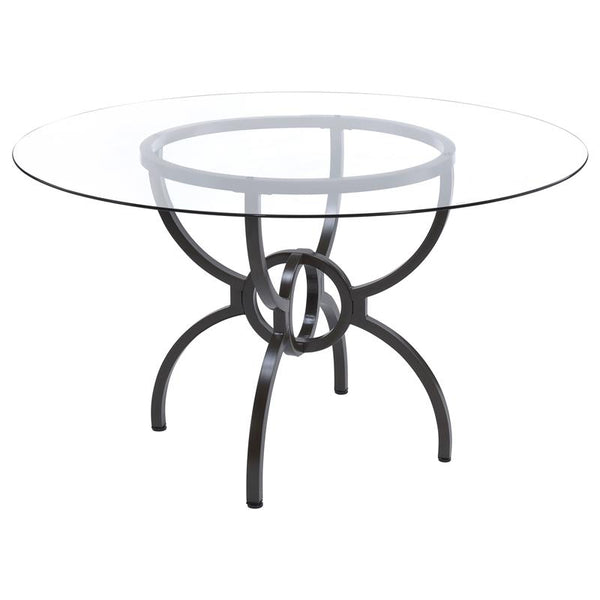 Aviano 48" Round Glass Top Dining Table Clear and Gunmetal - 108291BG