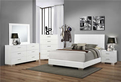 Felicity 6-piece Eastern King Bedroom Set White High Gloss - 203501KE-S6
