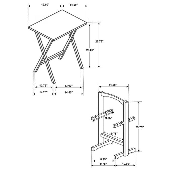 Donna 4-piece TV Tray Table Set with Stand Golden Brown - 5199