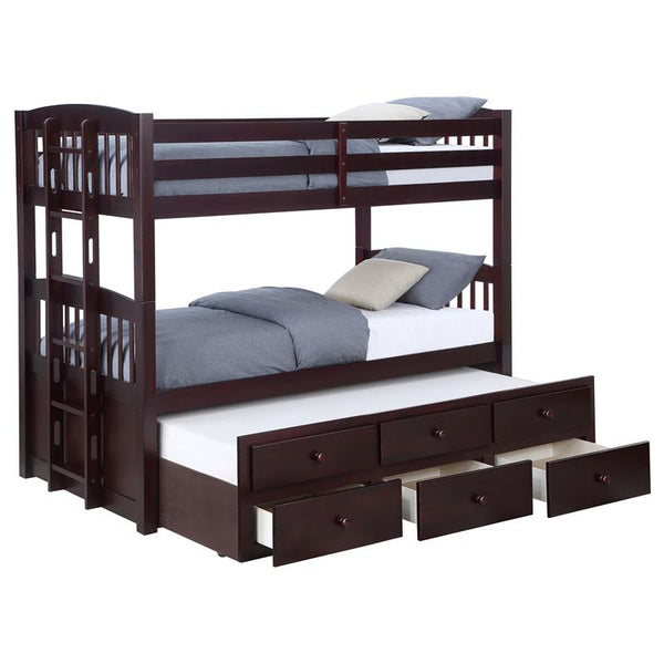 Kensington Twin Over Twin Bunk Bed with Trundle Cappuccino - 460071