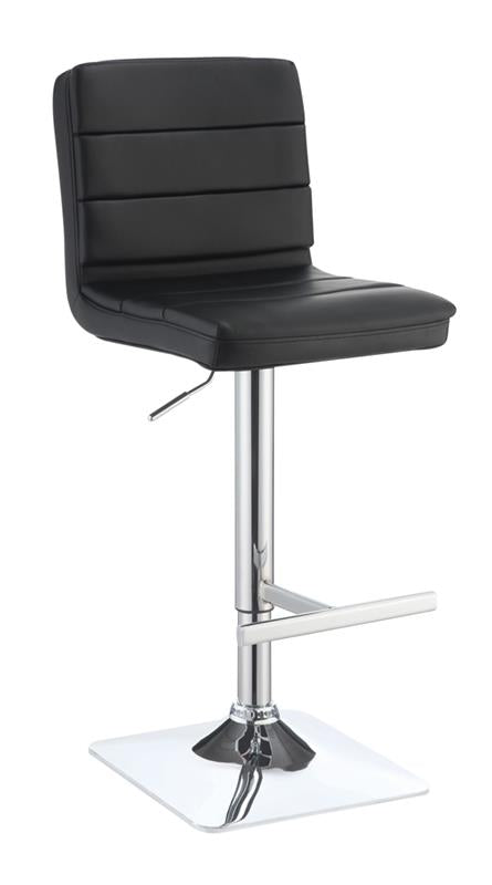 Bianca Upholstered Adjustable Bar Stools Black and Chrome (Set of 2) - 120695