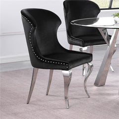 Cheyanne Upholstered Wingback Side Chair with Nailhead Trim Chrome and Black (Set of 2) - 190742