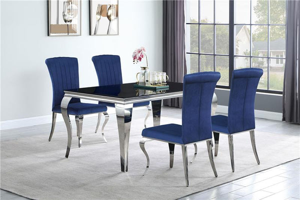 Carone Rectangular Dining Table Chrome and Black - 105071