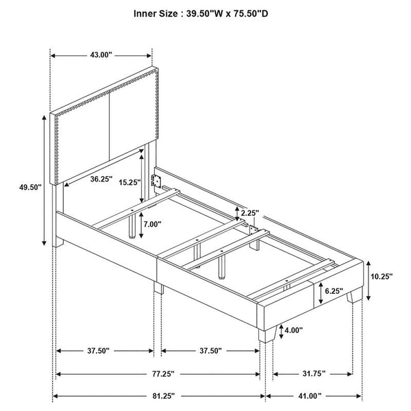Boyd Upholstered Twin Panel Bed Charcoal - 350061T