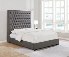 Camille Upholstered Eastern King Panel Bed Grey - 300621KE