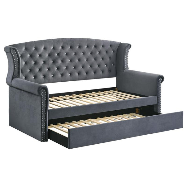 Scarlett Upholstered Twin Daybed with Trundle Grey - 300641