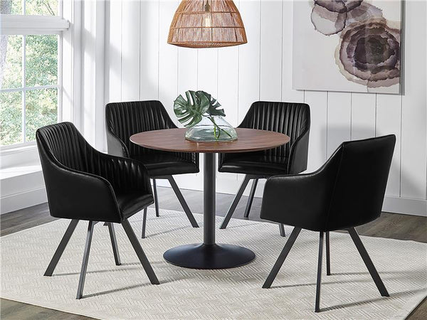 Arika Tufted Sloped Arm Swivel Dining Chair Black and Gunmetal - 193372BLK