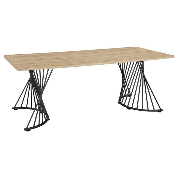 Altus Swirl Base Dining Table Natural Oak and Gunmetal - 193531