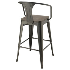 Cavalier Wooden Seat Bar Stools Dark Elm and Matte Black (Set of 2) - 100737