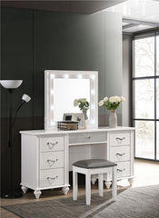 Barzini Upholstered Vanity Stool Metallic and White - 205897STL