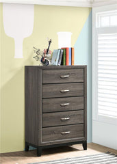 Watson 5-drawer Chest Grey Oak and Black - 212425