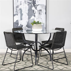 Aviano Round 5-piece Dining Set Gunmetal and Brown - 108291-S5A