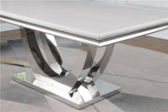 Kerwin Rectangle Faux Marble Top Dining Table White and Chrome - 111101