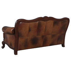 Victoria Full Leather Upholstered Rolled Arm Sofa Brown - 500681