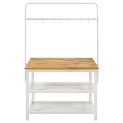 Hollis Kitchen Island Counter Height Table with Pot Rack Brown and White - 122246