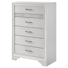 Miranda 5-drawer Chest White and Rhinestone - 205115
