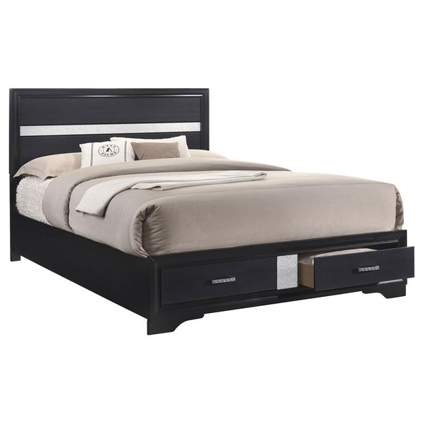 Miranda Wood Queen Storage Panel Bed Black - 206361Q