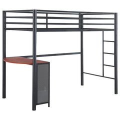 Fisher Twin Over Twin Workstation Loft Bed Set Gunmetal - 460229-S2T