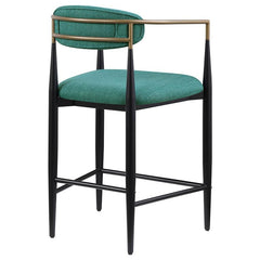 Tina Metal Counter Height Bar Stool with Upholstered Back and Seat Green (Set of 2) - 121185