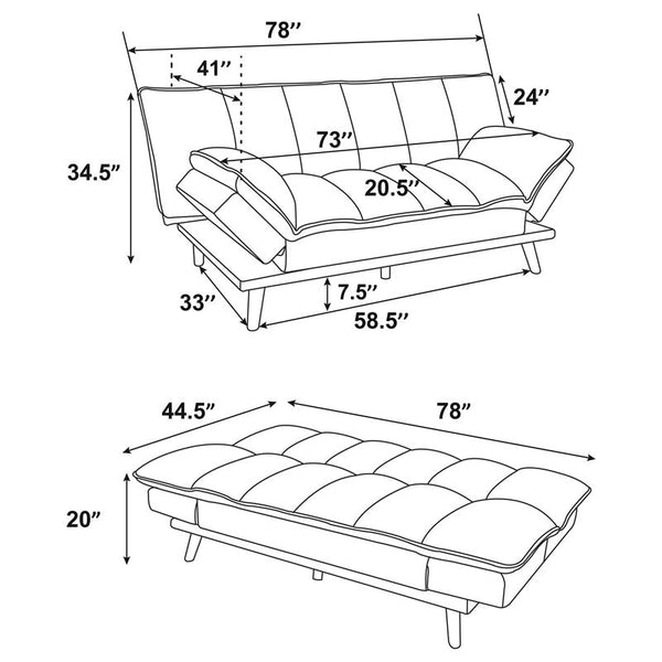 Laredo Upholstered Tufted Convertible Sofa Bed Light Grey - 360017