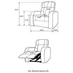 Cyrus Upholstered Track Arm Recliner Black - 600001