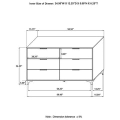 Kendall 6-drawer Dresser White - 224403