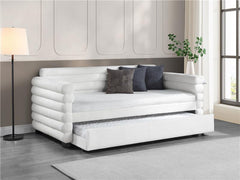 Patricia Boucle Upholstered Twin Day Bed with Trundle White - 300716