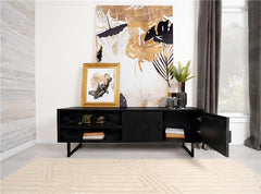 Marsden 2-door Mango Wood 70" TV Stand Charcoal Black - 703003
