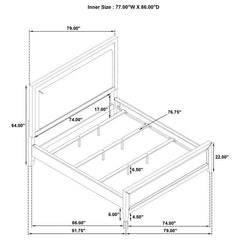 Marielle California King LED Panel Bed Distressed White - 224841KW