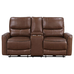 Greenfield Upholstered Power Reclining Loveseat Saddle Brown - 610265P