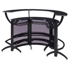 Dallas 2-shelf Curved Home Bar Smoke and Black Glass (Set of 3) - 182135-S3
