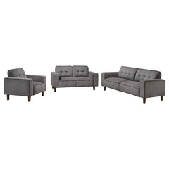 Deerhurst 3-piece Upholstered Track Arm Sofa Set Charcoal - 509641-S3