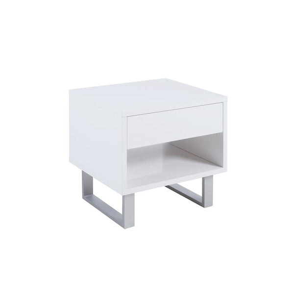 Atchison 1-drawer Rectangular End Table White High Gloss - 705697