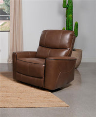 Greenfield Upholstered Power Recliner Chair Saddle Brown - 610266P