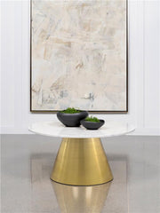 Avon Round Marble Top Stainless Steel Coffee Table White - 707828