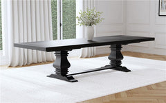 Florence Rectangular Pedestal Dining Table with Planked Wood Top Antique Black - 115531