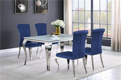 Betty Upholstered Side Chairs Ink Blue and Chrome (Set of 4) - 105077