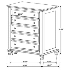 Sandy Beach 5-piece Queen Bedroom Set Cream White - 201301Q-S5
