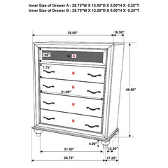 Barzini 5-drawer Chest White - 205895
