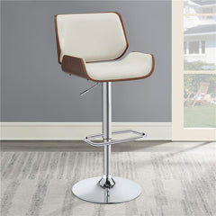 Folsom Upholstered Adjustable Bar Stool Ecru and Chrome - 130503