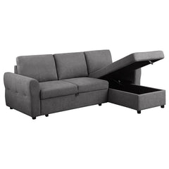 Samantha Upholstered Storage Sleeper Sectional Sofa Grey - 511088