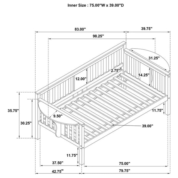 Bethany Wood Twin Daybed with Drop-down Tables White - 300837