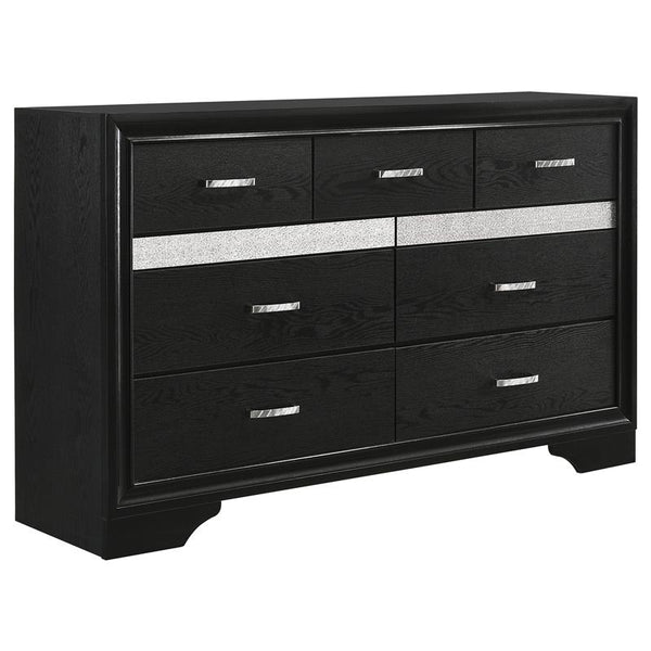 Miranda 7-drawer Dresser Black and Rhinestone - 206363