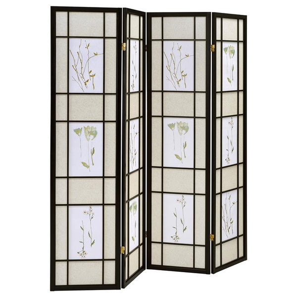 Catabella 4-Panel Room Divider Folding Shoji Screen Floral - 4407