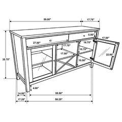 Hollis 2-door Dining Sideboard with Drawers Brown and White - 122245