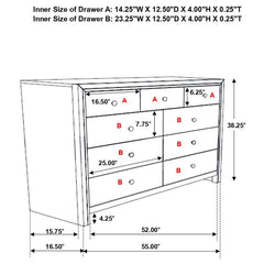 Serenity Rectangular 9-drawer Dresser Rich Merlot - 201973