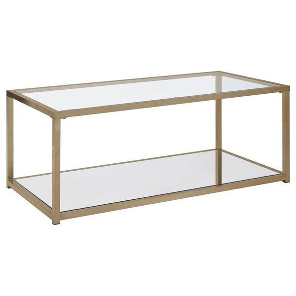 Cora Glass Top Coffee Table Mirrored Shelf Chocolate Chrome - 705238