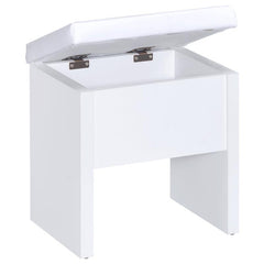 Harvey Vanity Set with Lift-Top Stool White - 300290