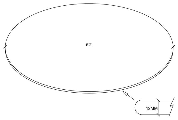 52" 12mm Round Glass Table Top Clear - CP52RD-12